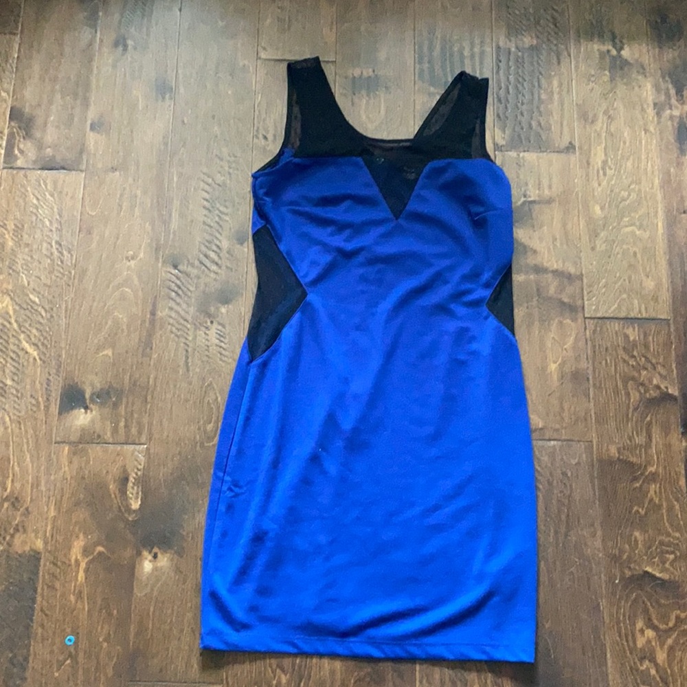 Rhapsody blue dress with mesh cut outs